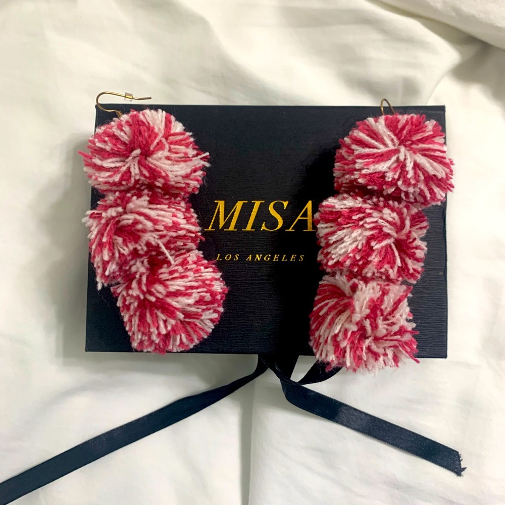 NEW Misa Caprice pom earrings